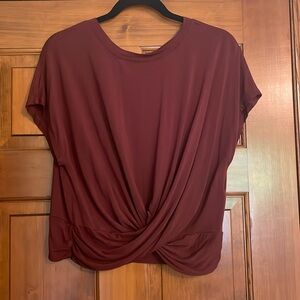 DAILY RITUAL maroon faux wrap top